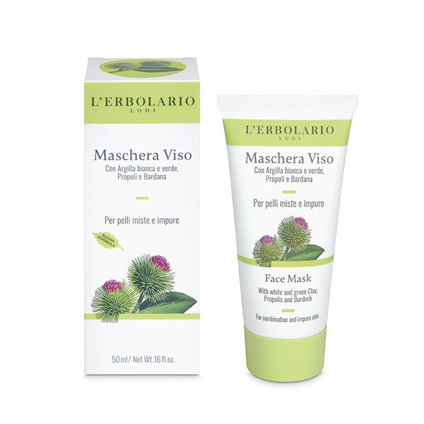 MASCHERA VISO CON ARGILLA BIANCA, VERDE E PROPOLI