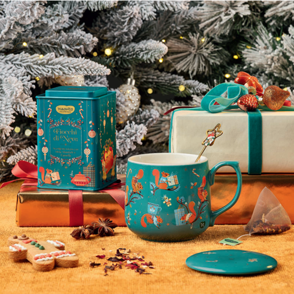 BARATTOLO CON 12 FILTRI DI INFUSO FIOCCHI DI NEVE O STELLA D'INVERNO