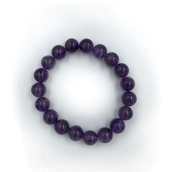 BRACCIALETTO ELASTICIZZATO IN AMETISTA con perline da 10 mm