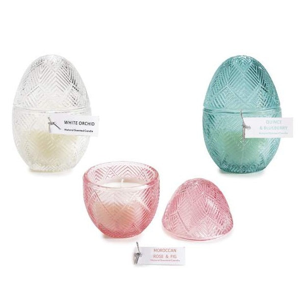 CANDELA PROFUMATA IN BARATTOLO DI VETRO AD UOVO