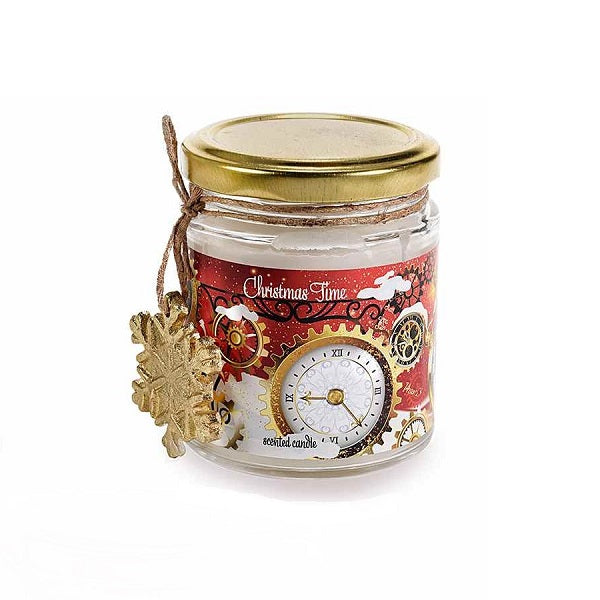 CANDELE NATALIZIE IN BARATTOLO CON DECORO FIOCCO DI NEVE