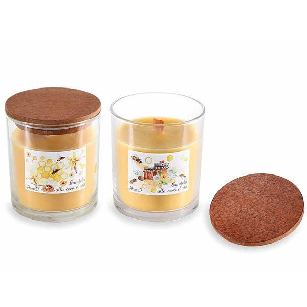 CANDELA AMICI DELLE API CON STOPPINO IN LEGNO