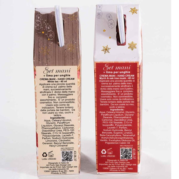 CONFEZIONE REGALO A CASETTA CON CREMA MANI E LIMA