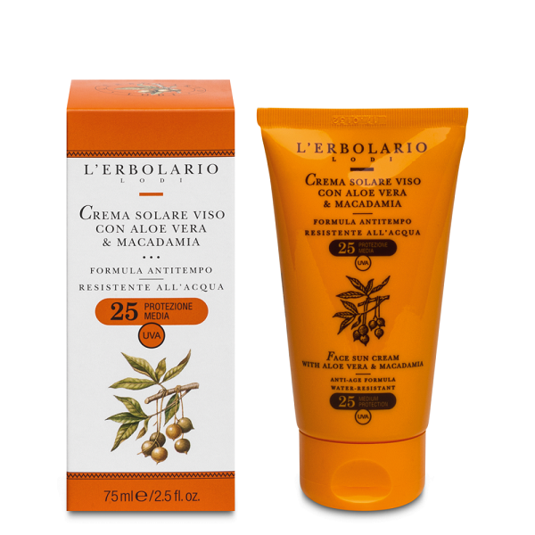 CREMA SOLARE VISO ALOE VERA E MACADAMIA SPF 25