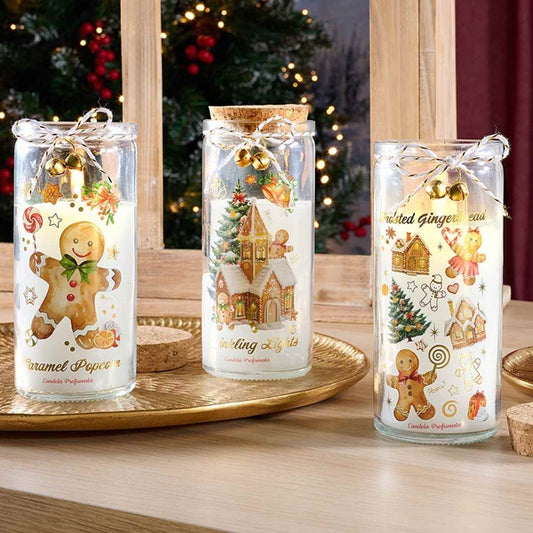 CANDELA IN VETRO OMINO DI PAN DI ZENZERO