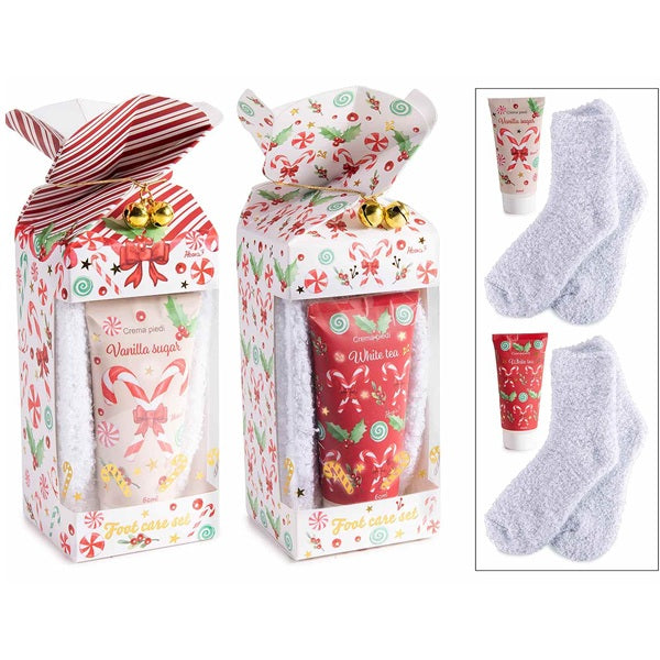 CONFEZIONE REGALO CON CREMA PIEDI PROFUMATA E CALZINI
