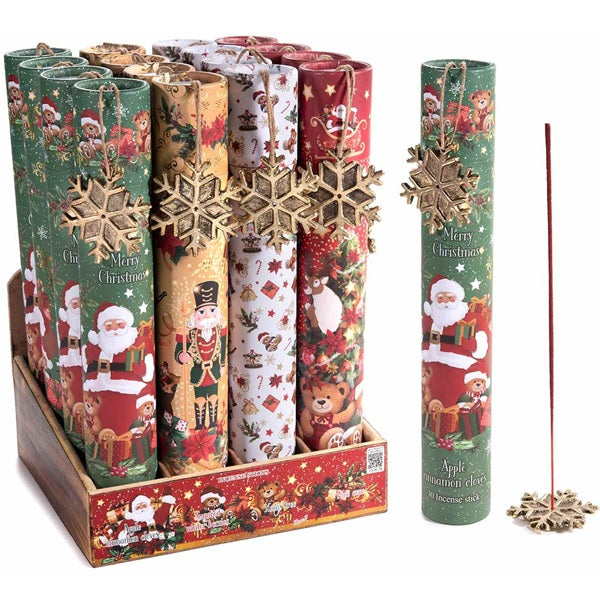 INCENSI IN TUBO DA 30 STICK CON PORTAINCENSO FIOCCO DI NEVE