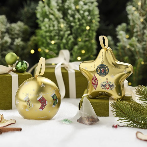 PALLINA ORO CON FILTRI CHRISTMAS TEA O INFUSO STELLA D'INVERNO