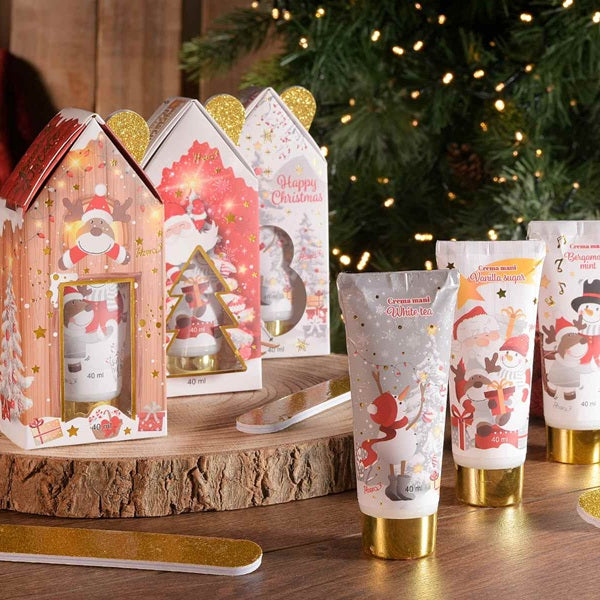 CONFEZIONE REGALO A CASETTA CON CREMA MANI E LIMA