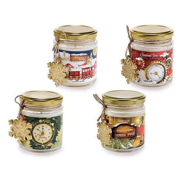 CANDELE NATALIZIE IN BARATTOLO CON DECORO FIOCCO DI NEVE