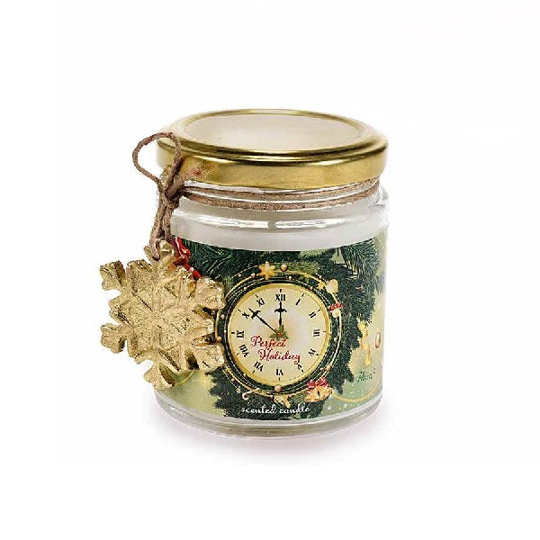 CANDELE NATALIZIE IN BARATTOLO CON DECORO FIOCCO DI NEVE