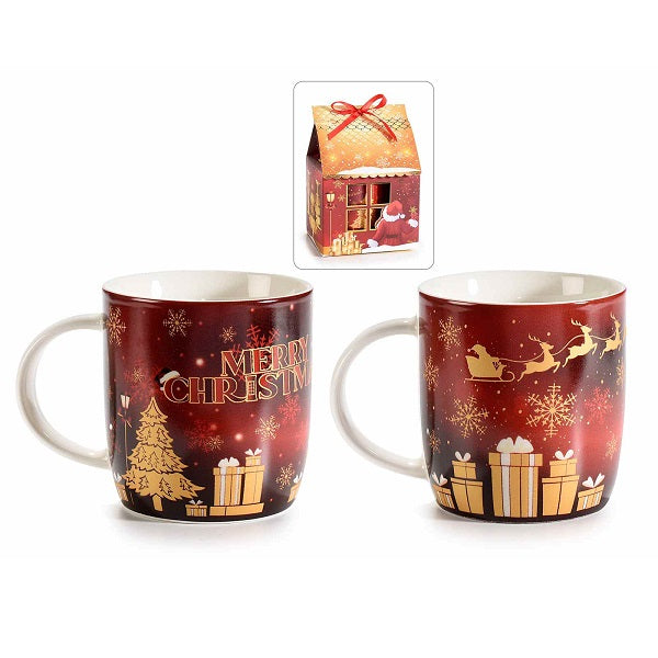 TAZZA IN CONFEZIONE CASETTA VILLAGGIO DI BABBO NATALE